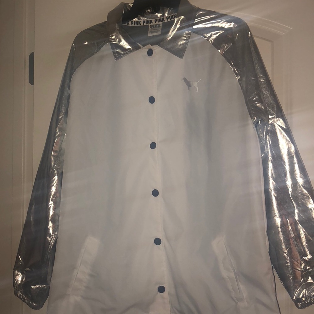 Sliver white windbreaker NEVER WORN